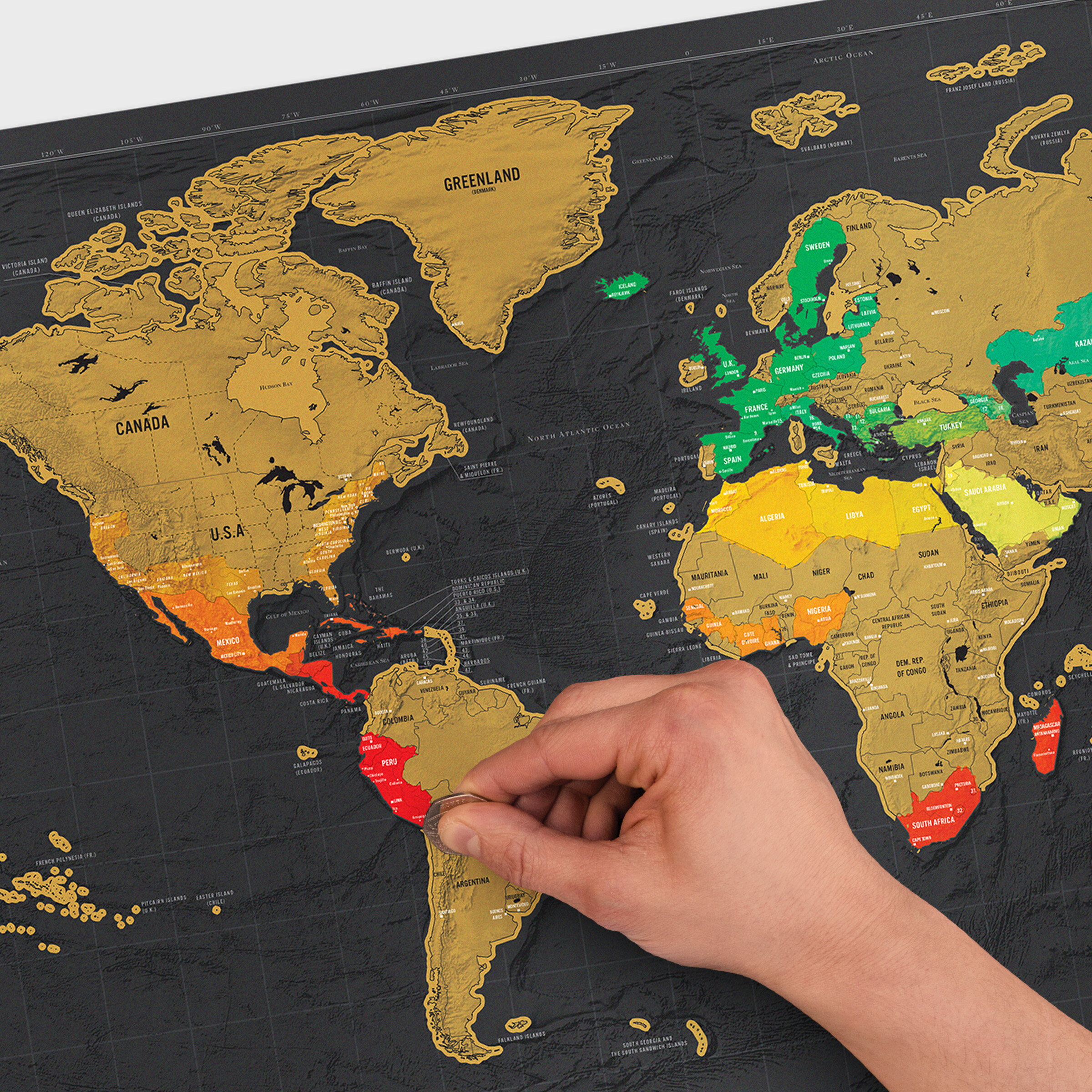 Deluxe Scratch Map : Black and Gold Scratchable Map (Luckies)