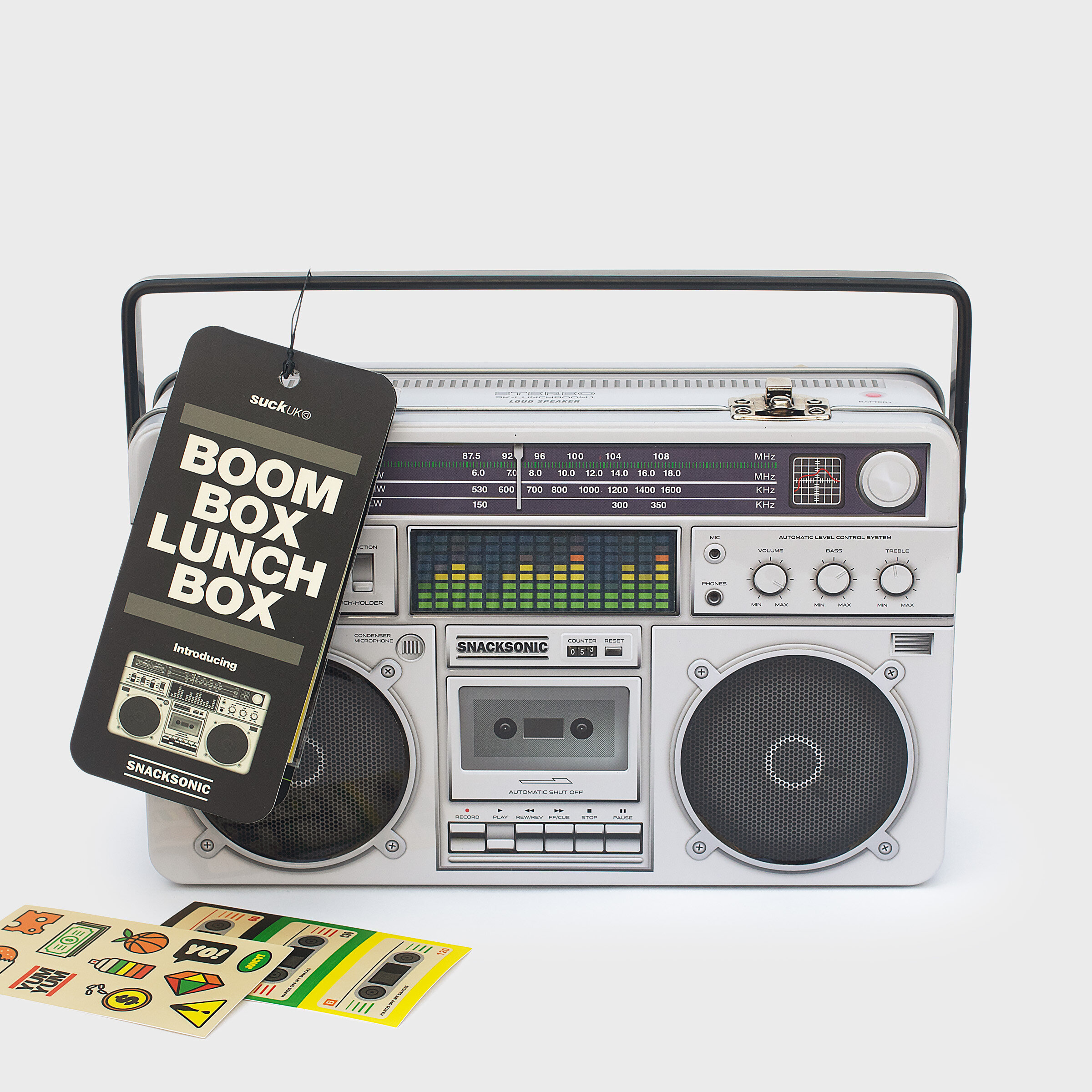 boombox lunch box with stickers