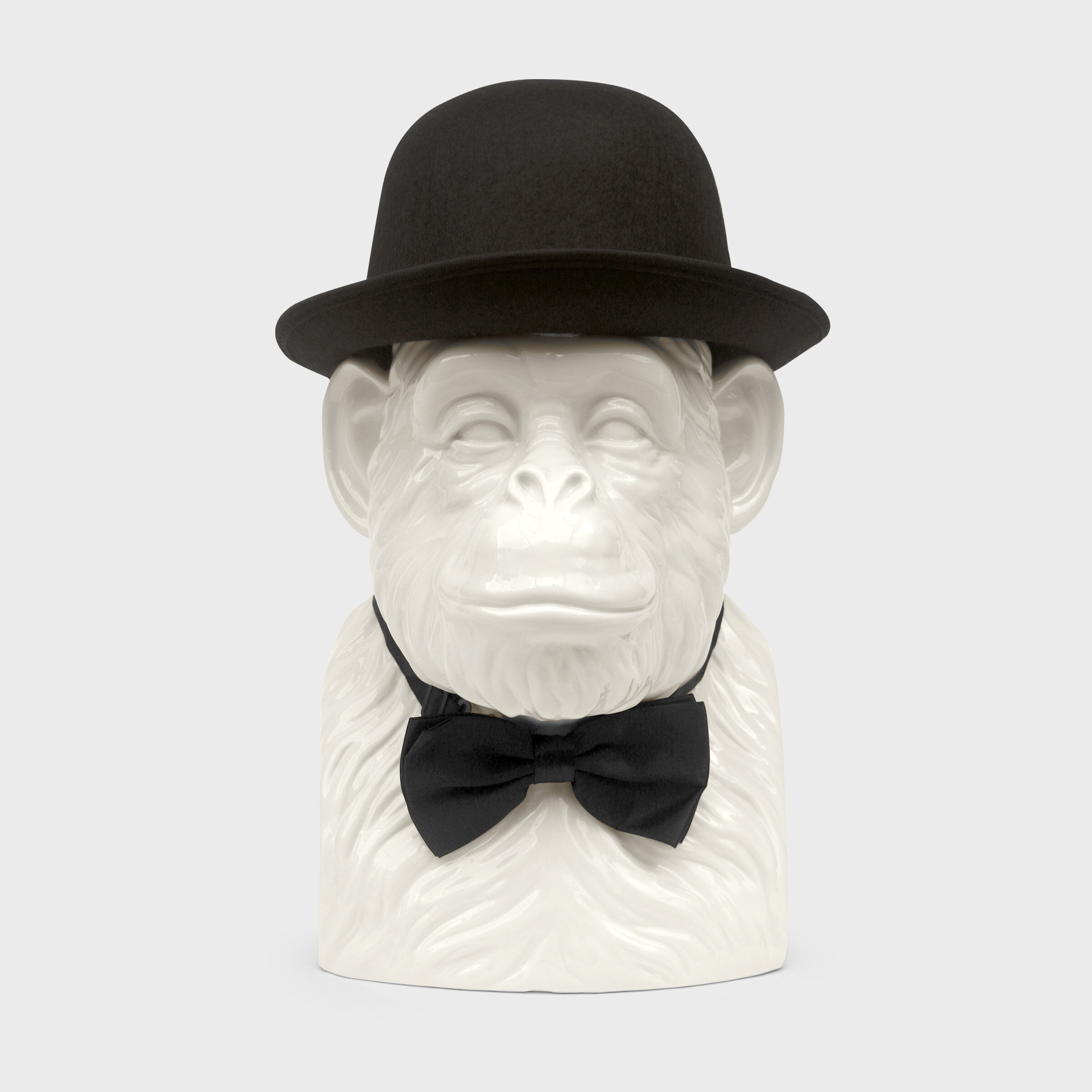 chimp with bowler hat and bow tie