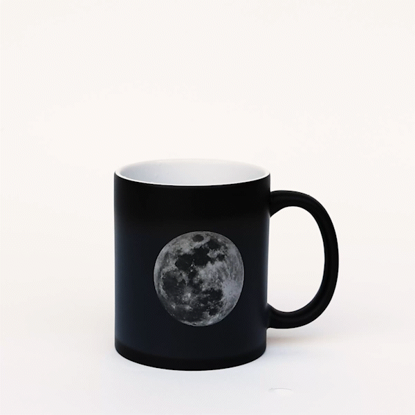 moon colour changing black mug pouring hot water  nasa space photography