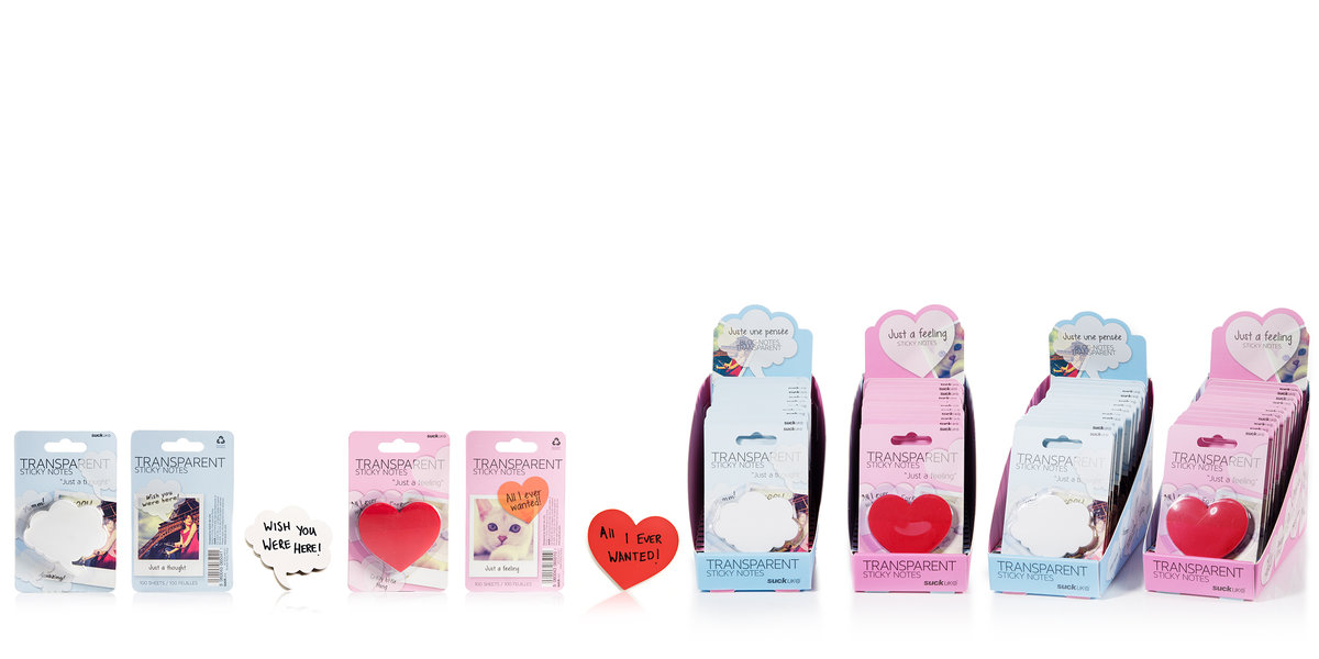 Suck UK Transparent Heart Shaped Sticky Notes