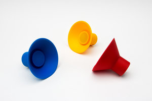 Blue, red and yellow icon speakers 