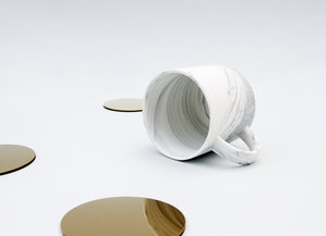 Designer grey and white cappuccino mug 