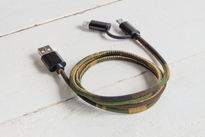 Camouflage portable USB phone cable iphone and micro USB