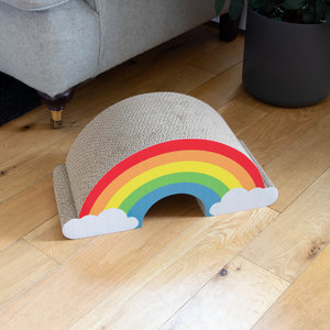 Rainbow cat scratcher in living room