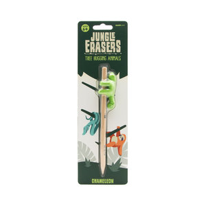 Chameleon jungle eraser and pencil set in packaging