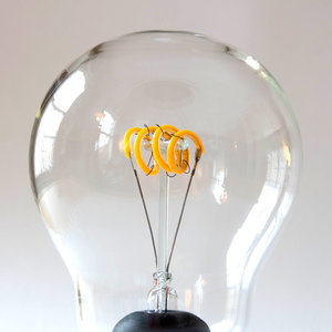 Close up of filament lightbulb light