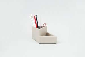 Concrete geometric designer office desk storage pot 