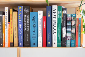 Cook's book scales on shelf