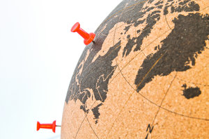 cork board globe closeup