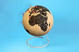 cork globe large on blue background