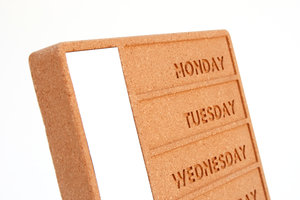 Close up of cork weekday planner