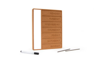 Cork weekday planner with pen and steel legs