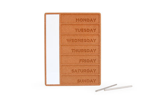 Cork weekday planner with stainless steel pins
