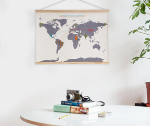 cross stitch map on white wall