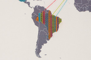 cross stitch map of south america