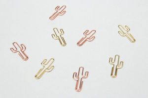 Stylish gold and rose gold cactus paper clips for school or home