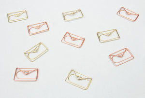 Fun gold and rose gold envelope paper clips, cool stationery