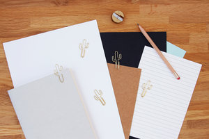 Stylish gold cactus paper clips for school or home