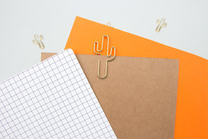 Stylish gold cactus paper clips for school or home