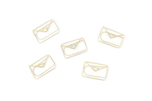 Gold envelope paper clips