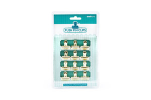 gold push pin clips in packaging