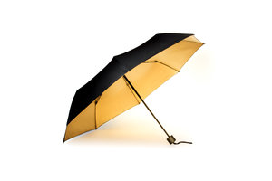black umbrella with gold interior - brighten up dull days