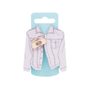 Ornamental quirky heart hands enamel pin for denim jackets