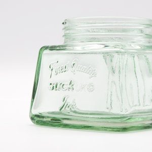 Finest quality ink printed on back of glass pen pot