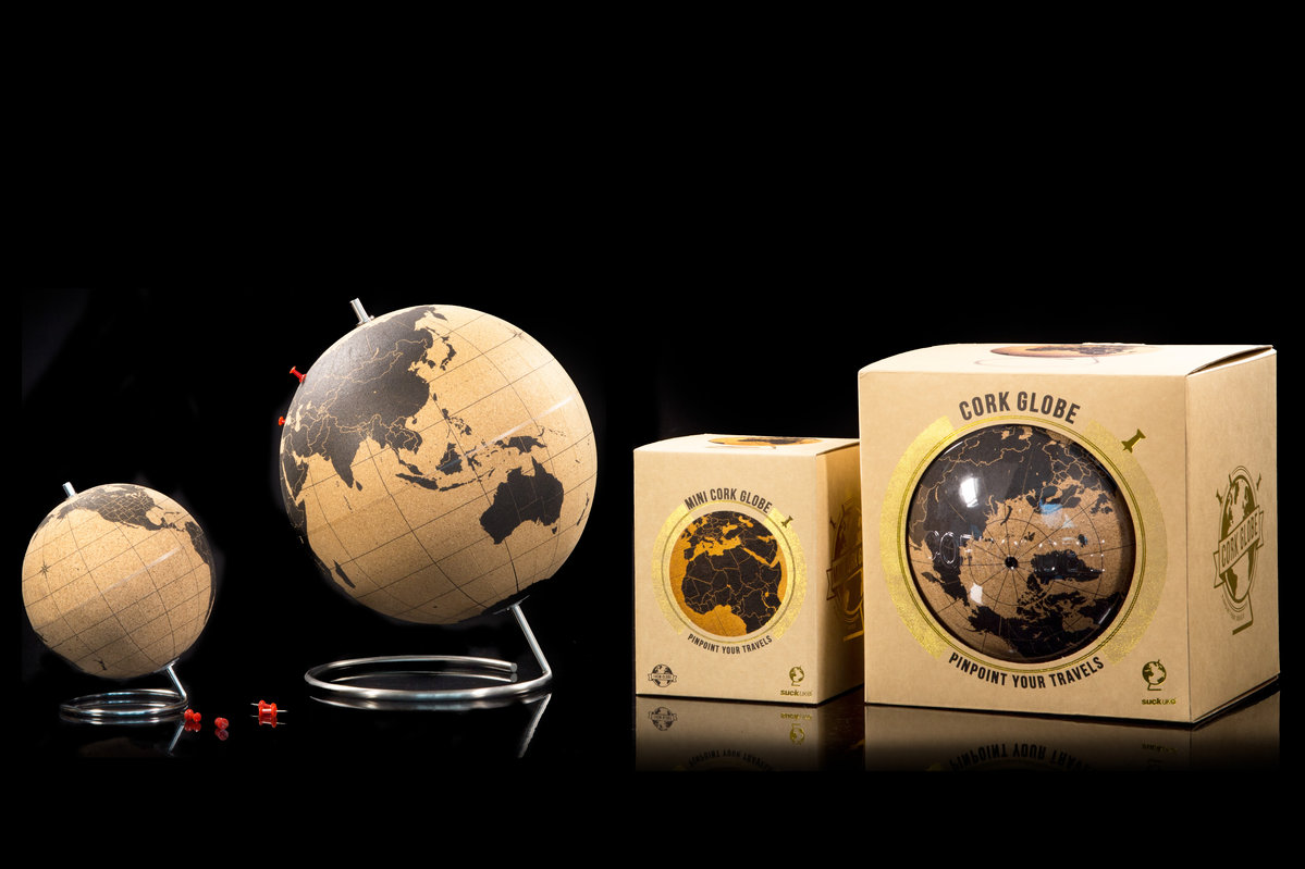 Cork Globe Pinpoint your travels right on the globe.