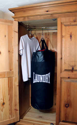 laundry bag in wardrobe