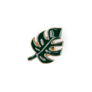 Green tropical leaf enamel pin for adventurous plant lovers 