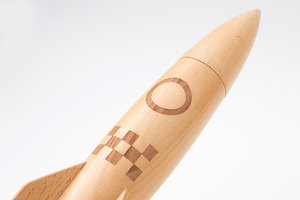 Natural wooden rocket grinder close up