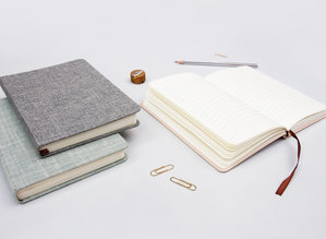 Stylish linen covered lined notebooks