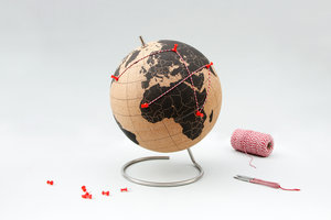 mini cork globe for home on white background