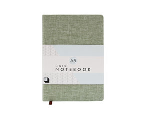 Moss green linen covered notebook