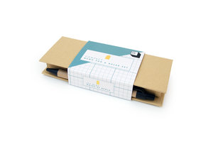 memo pad and ruler set in packaging side angle