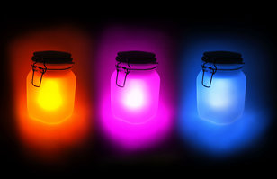 pink yellow blue sun jars