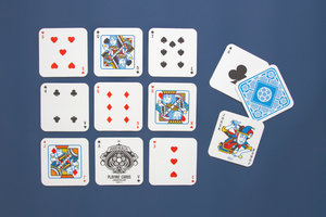 Drink mat playing cards on blue background