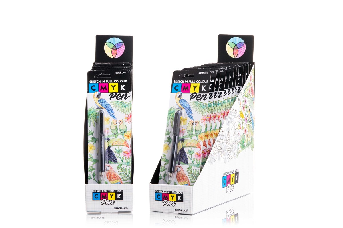 SUCK UK CMYK - Bolígrafo multicolor y bolígrafo multicolor en uno,  bolígrafos retráctiles para diario y para tomar notas, suministros de  oficina o