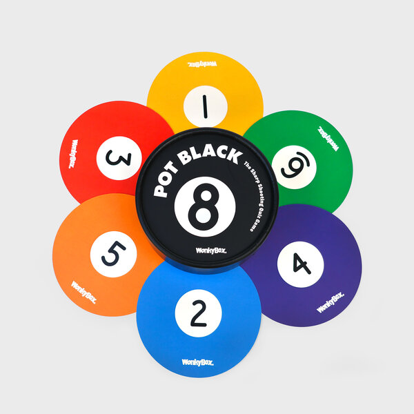 Pot Black, pool ball game, seven coloured balls, black 8 ball, trivia game
