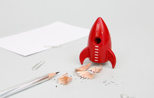 Red rocket pencil sharpener original and quirky stationary 