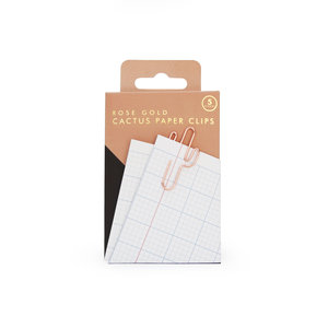 Rose gold cactus paper clips in packaging