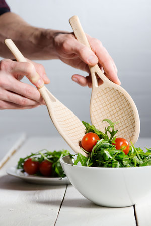 classic tennis racket design salad spoons 