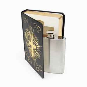 standing secret hollow book with flask inside