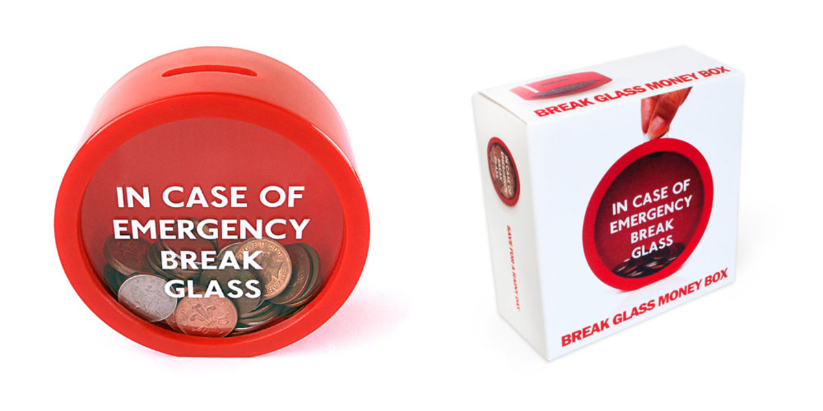 Emergency Money Box Break Glass To Get At Emergency Cash