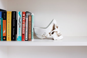 white skull tidy for desk