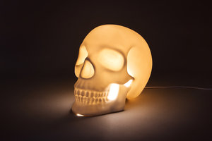 Ceramic Skull Light glowing in the dark