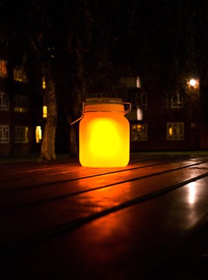 sunjar on table at night