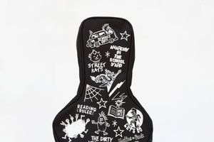 Guitar backpack with illustrated design 